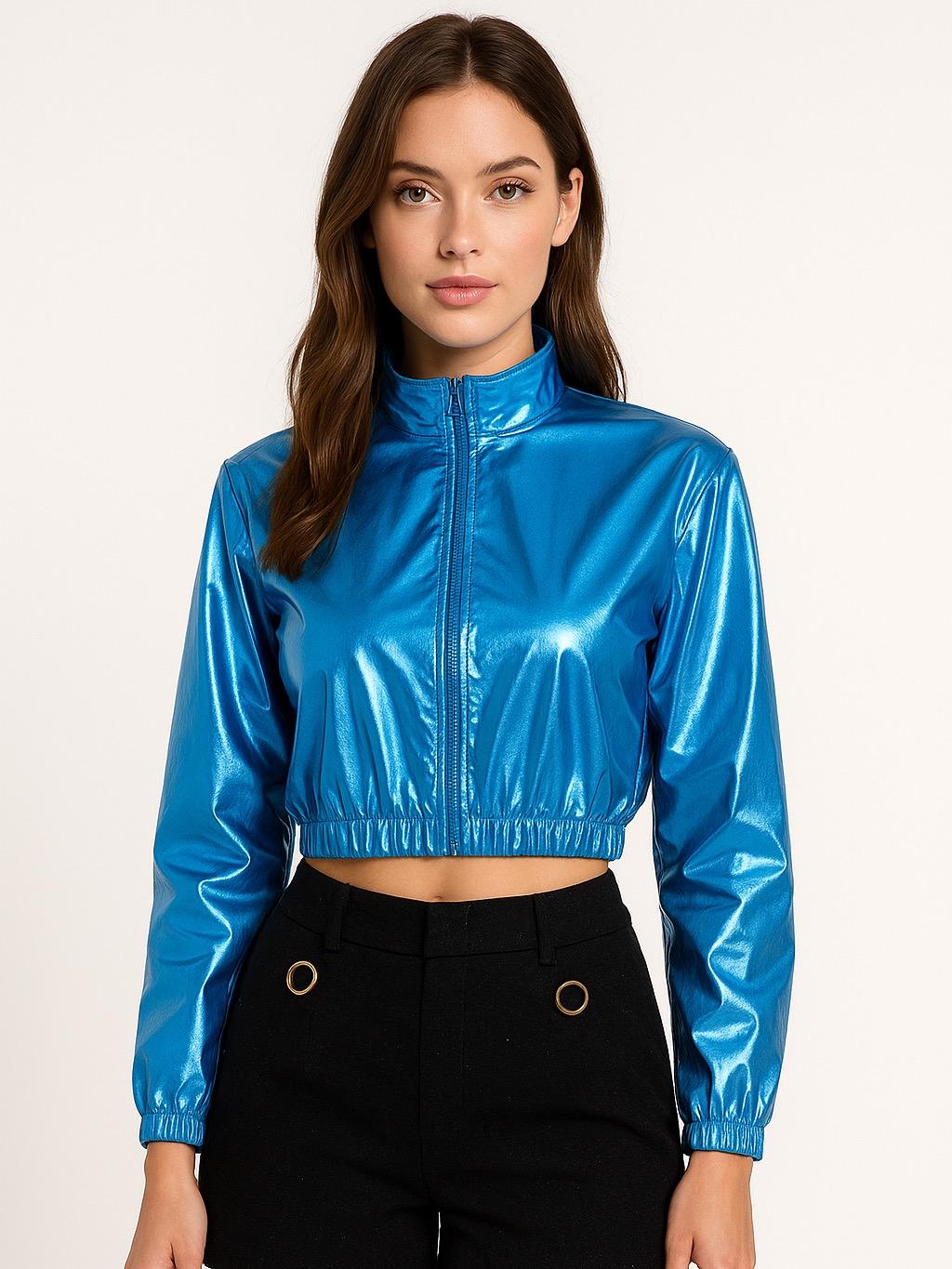 Chamarra Antonella - Chaqueta con Cremallera Frontal Elegante y Brillante