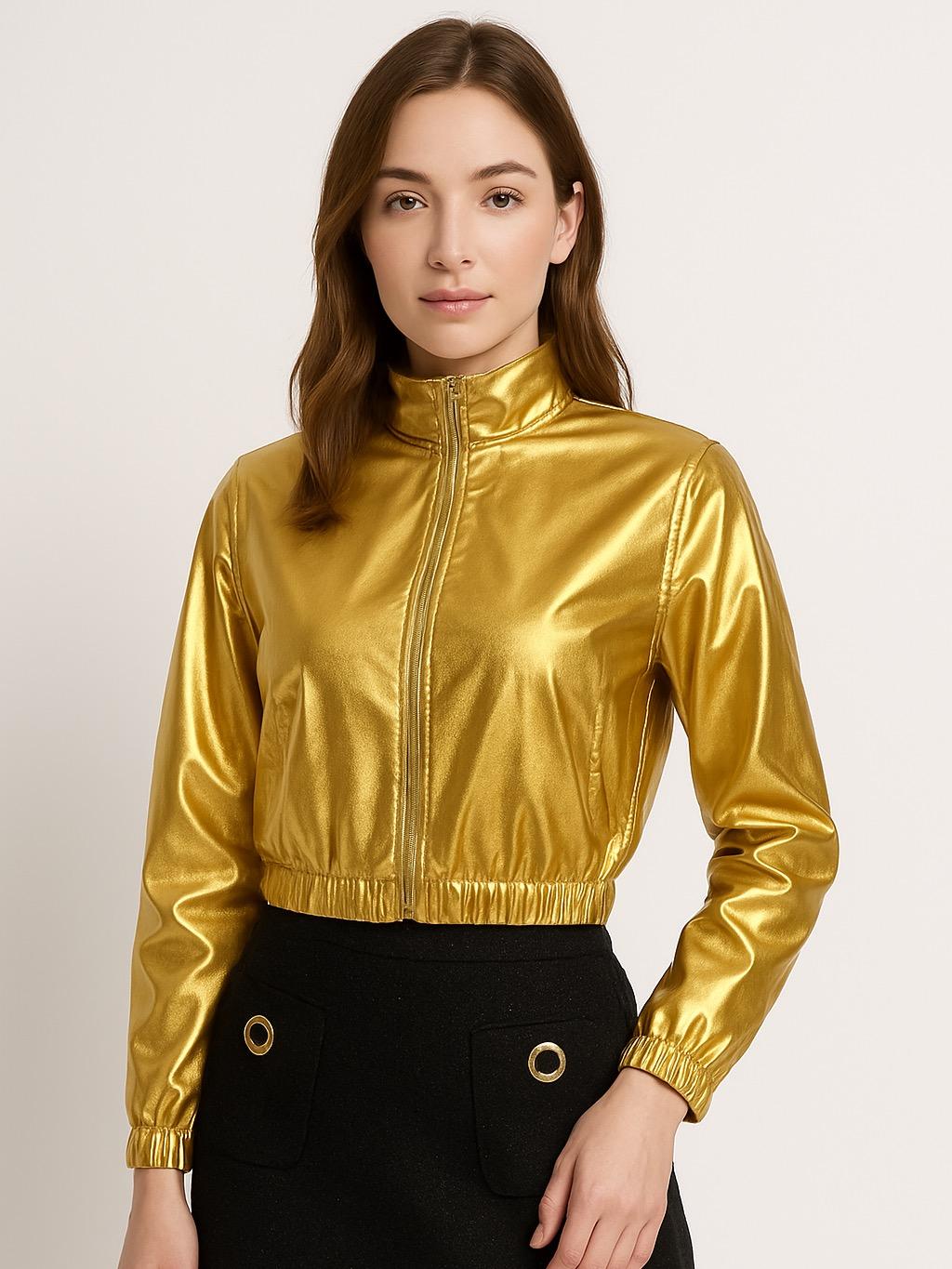 Chamarra Antonella - Chaqueta con Cremallera Frontal Elegante y Brillante