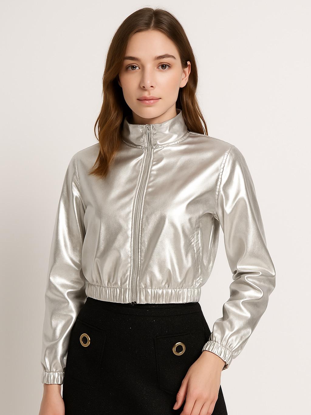 Chamarra Antonella - Chaqueta con Cremallera Frontal Elegante y Brillante